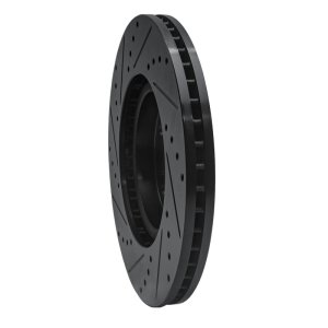 Acura TL Brake Rotor (1) - Front Right - R1 Concepts - Drilled & Slotted - Black - `09-`14